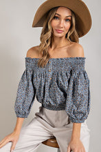 Load image into Gallery viewer, ANIMAL PRINT SMOCKED OFF THE SHOULDER TOP