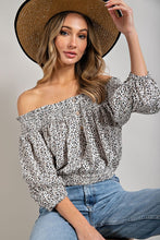Load image into Gallery viewer, ANIMAL PRINT SMOCKED OFF THE SHOULDER TOP