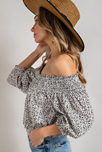 Load image into Gallery viewer, ANIMAL PRINT SMOCKED OFF THE SHOULDER TOP