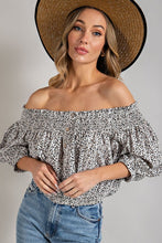 Load image into Gallery viewer, ANIMAL PRINT SMOCKED OFF THE SHOULDER TOP