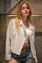 Load image into Gallery viewer, Crystal Studded Stretch Zip Up Moto Jacket