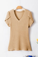 Load image into Gallery viewer, Waffle tulip petal sleeve waffle knit top shirt