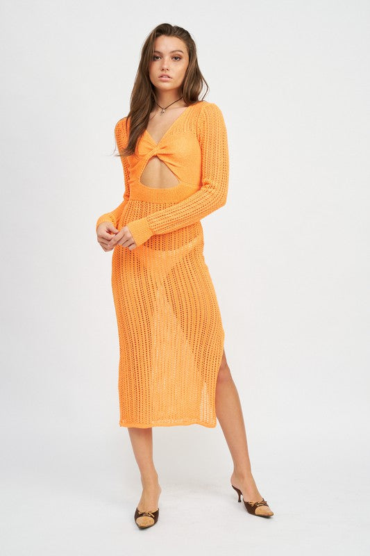 Getaway Midi Crochet Coverup Tangerine / S