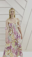 Load and play video in Gallery viewer, Tropical Palm Maxi Dress