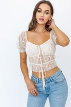 Load image into Gallery viewer, Short Sleeve Ruched Embroidery Crop Top
