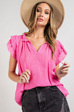 Load image into Gallery viewer, TIERED RUFFLE SLEEVE SHORT SLEEVE BLOUSE
