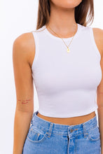 Load image into Gallery viewer, ROUND NECK SLEEVELESS CROP TOP
