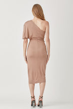 Load image into Gallery viewer, ONE SHOULDER DRAPE JERSEY DRESS
