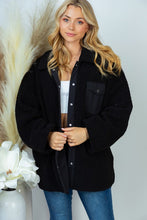 Load image into Gallery viewer, Long Sleeve Solid Woven Sherpa Jacket
