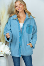 Load image into Gallery viewer, Long Sleeve Solid Woven Sherpa Jacket
