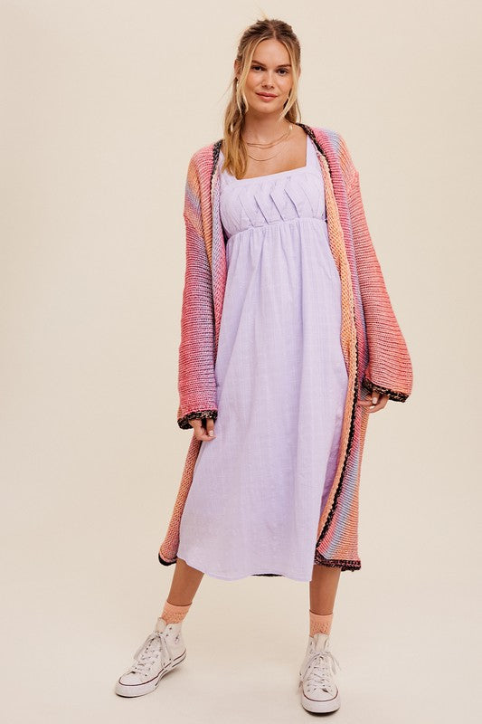 Gradation Long Knit Open Cardigan