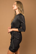 Load image into Gallery viewer, 3/4 Sleeve Ruffle Detail Satin Dress
