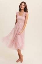 Load image into Gallery viewer, Smocked Ruffle Tiered Mesh Midi Maxi Dress
