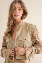 Load image into Gallery viewer, Twill Crop Crochet SLV Jacket
