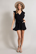 Load image into Gallery viewer, V-NECK RUFFLED WAIST TIE ROMPER
