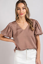 Load image into Gallery viewer, V-NECK PUFF SLEEVE BLOUSE TOP
