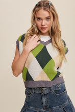 Load image into Gallery viewer, Argyle Cropped Sweater Vest
