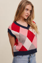 Load image into Gallery viewer, Argyle Cropped Sweater Vest
