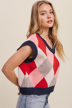 Load image into Gallery viewer, Argyle Cropped Sweater Vest
