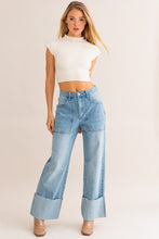 Load image into Gallery viewer, Allicent High-Waisted Wide Leg Cuffed Jeans
