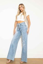 Load image into Gallery viewer, Criss Cross High Waisted Wide Leg Jeans
