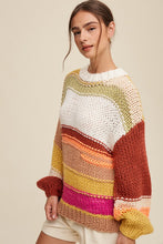Load image into Gallery viewer, Open Mixed Knit Slouchy Hand Crochet Sweater
