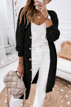 Load image into Gallery viewer, Eyelet sweater button cream black pink cardigan
