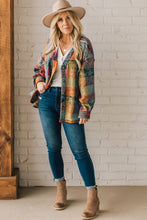 Load image into Gallery viewer, Mustard Red plaid button Shacket Cardigan Sweater
