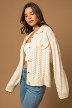 Load image into Gallery viewer, Collared Cable Sweater Cardigan
