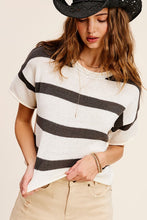 Load image into Gallery viewer, Lightweight Stripe Sweater Short Sleeve Top
