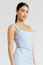Load image into Gallery viewer, GINGHAM BUSTIER TOP WITH SMOCKED BACK
