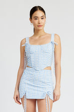 Load image into Gallery viewer, GINGHAM BUSTIER TOP WITH SMOCKED BACK

