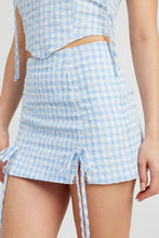 Load image into Gallery viewer, GINGHAM MINI SKIRT WITH DRAWSTRINGS
