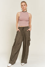 Load image into Gallery viewer, PLUS SIZE SATIN CARGO PANTS WITH DRAWSTRING
