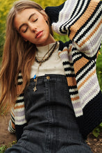 Load image into Gallery viewer, Chunky Knit Multi-Striped Open Sweater Cardigan
