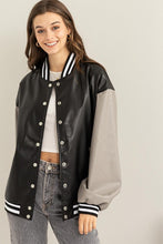 Load image into Gallery viewer, Game On PU Colorblock Baseball Jacket
