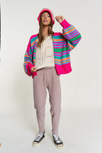 Load image into Gallery viewer, Chunky Knit Multi-Striped Open Sweater Cardigan
