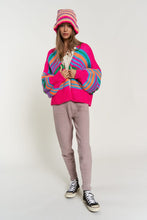 Load image into Gallery viewer, Chunky Knit Multi-Striped Open Sweater Cardigan
