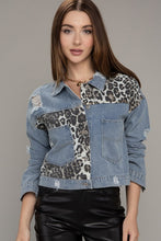 Load image into Gallery viewer, Leopard Patchwork Denim Jacket
