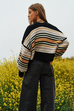 Load image into Gallery viewer, Chunky Knit Multi-Striped Open Sweater Cardigan
