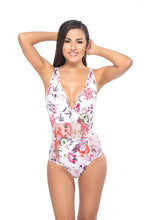 Load image into Gallery viewer, ONE PIECE FLORAL PRINT WITH MESH INSERT DETAILS.
