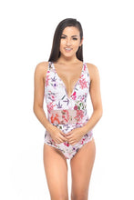 Load image into Gallery viewer, ONE PIECE FLORAL PRINT WITH MESH INSERT DETAILS.
