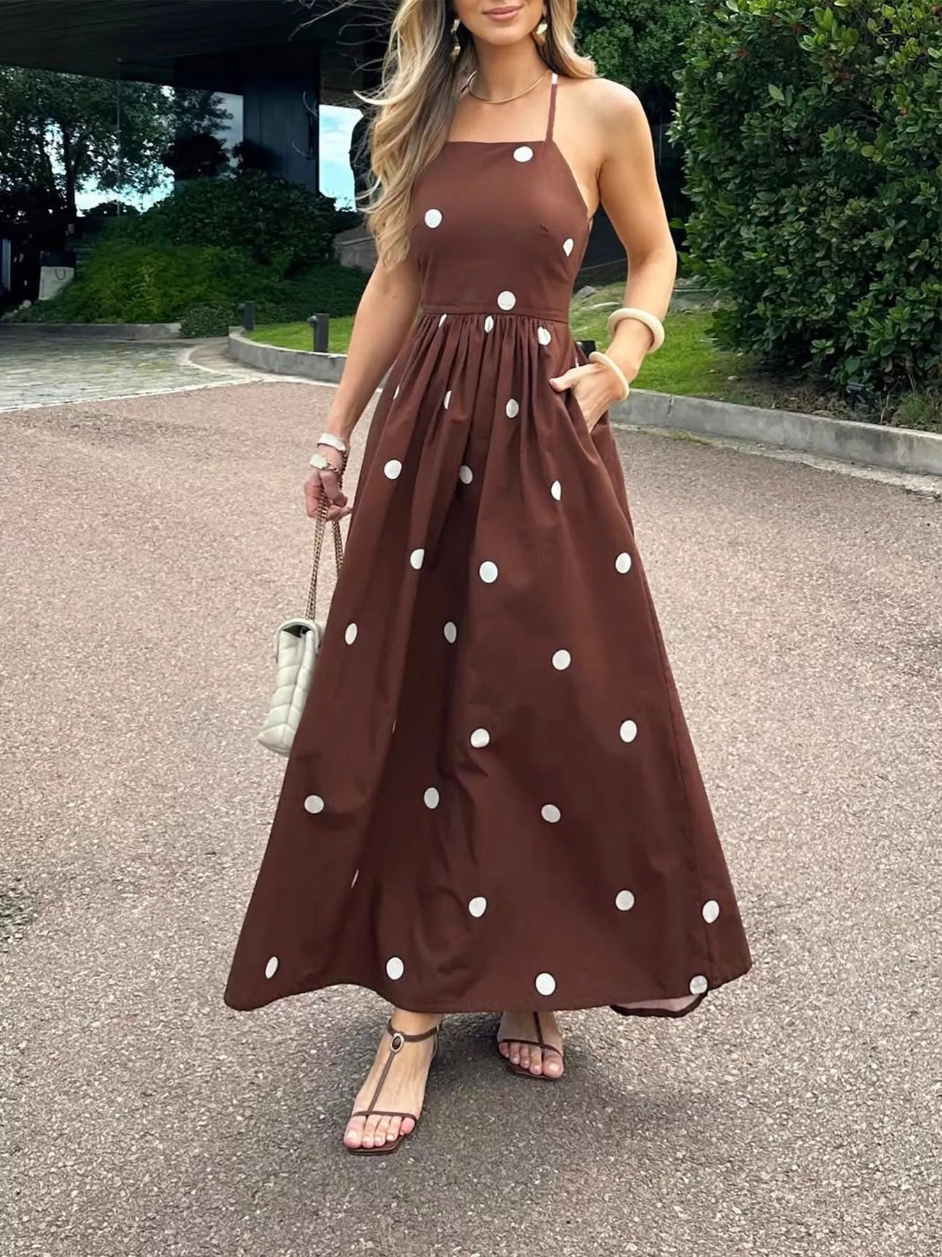 dot maxi dress in brown & ivory dot majorelle Olivia Polka – foreverlycollection dot pattern with chic ruffle short dress Junior Bridesmaid Dresses - Color:Lilac Tapestry Rose