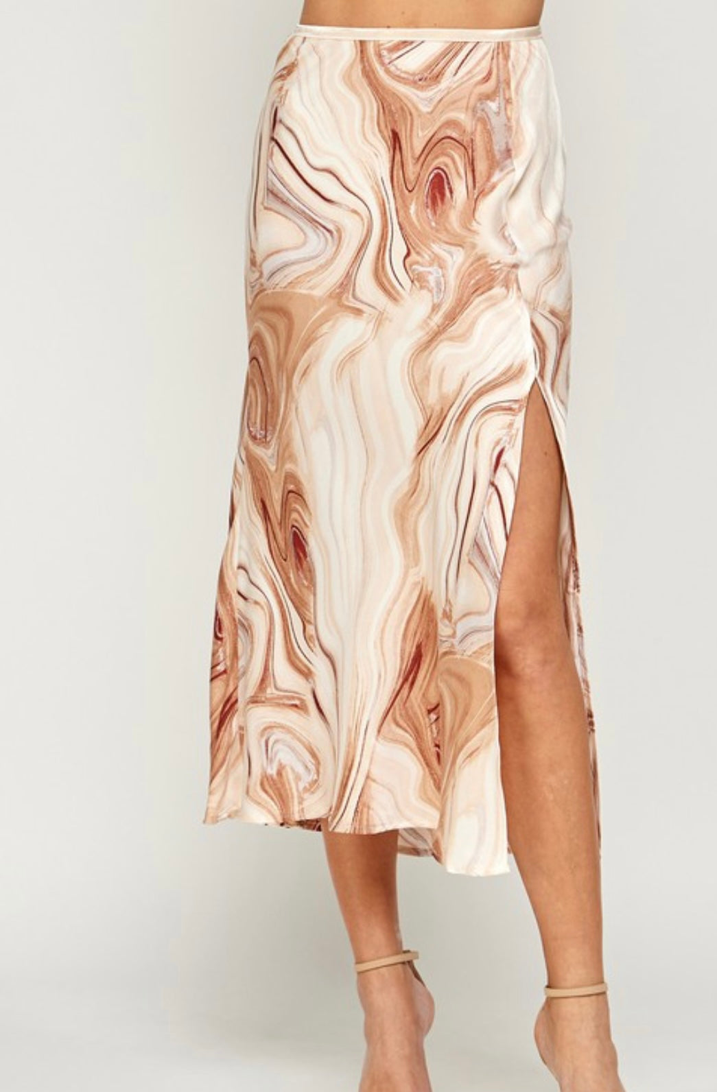 Latte Swirl Midi Skirt